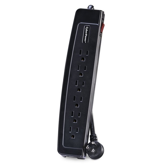 CyberPower CSP606T Surge Protector 6-Outlets 6-Ft Cord and TEL Protection 1350 Joules N5