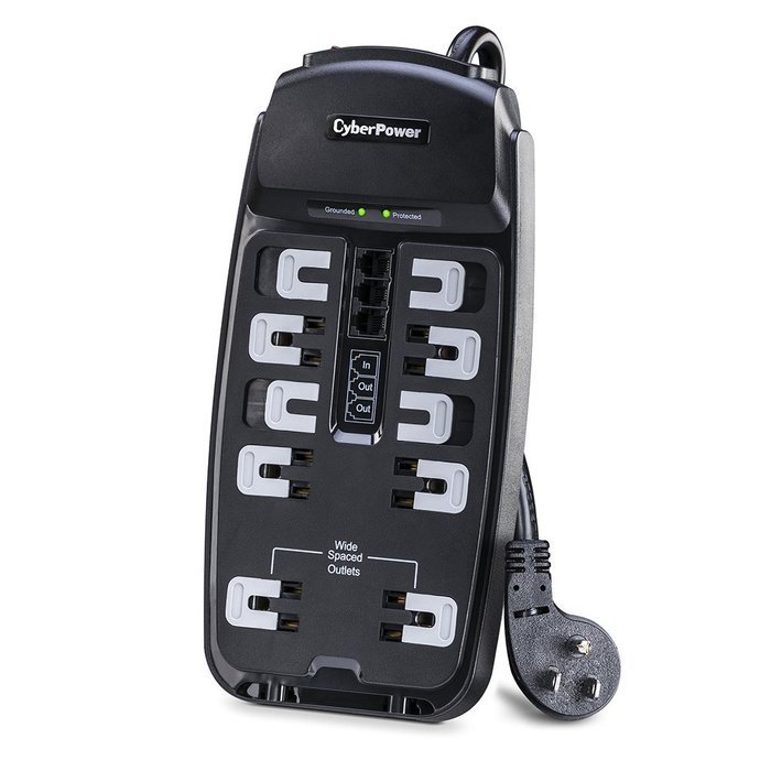 CyberPower CSP606T Surge Protector 6-Outlets 6-Ft Cord and TEL Protection 1350 Joules N6