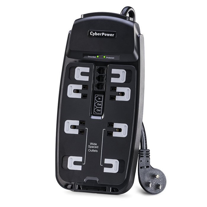 CyberPower CSP606T Surge Protector 6-Outlets 6-Ft Cord and TEL Protection 1350 Joules N8