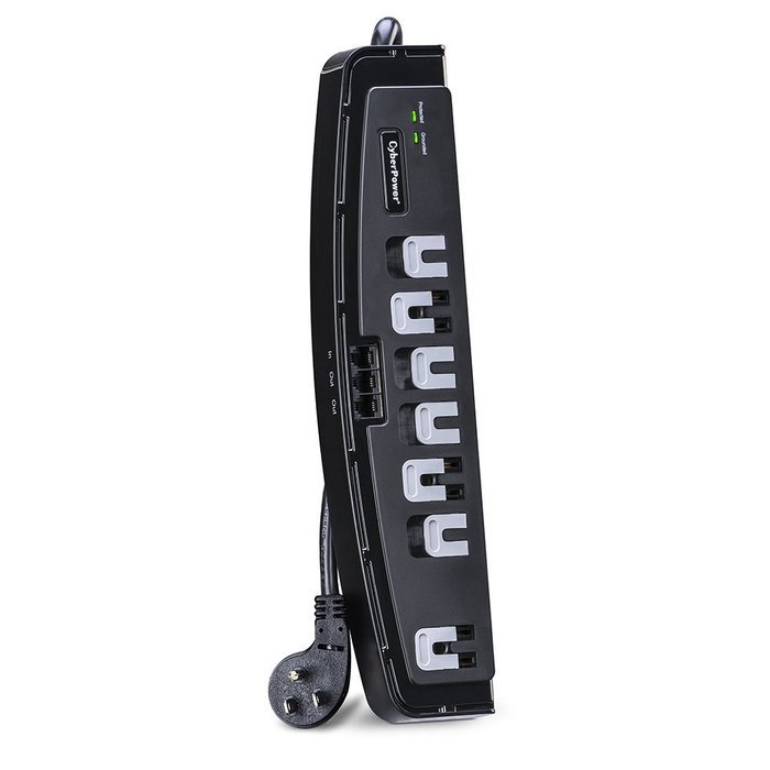 CyberPower CSP606T Surge Protector 6-Outlets 6-Ft Cord and TEL Protection 1350 Joules N10