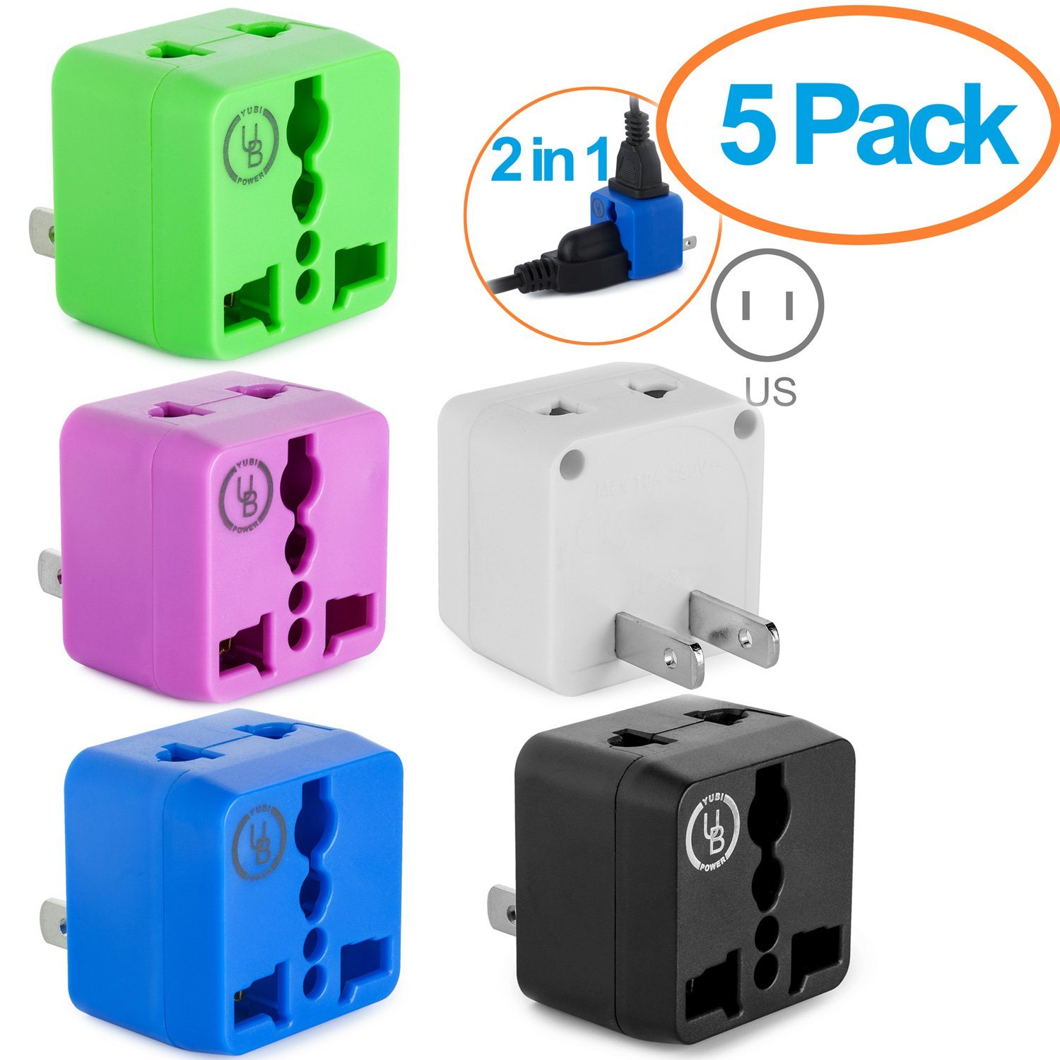 Yubi Power 2 In 1 Universal Travel Adapter With 2 Universal Outlets ...