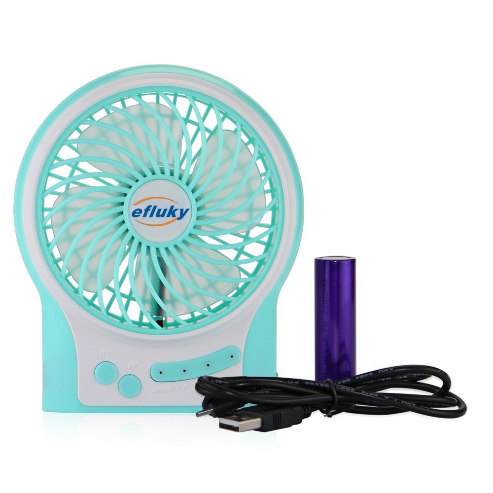 Efluky Mini USB 3 Speeds Rechargeable Portable Table Fan, 4.5-Inch ...