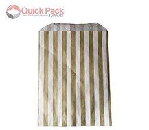 100 - STRIPED CANDY PAPER BAGS FOR SWEET FAVOUR BUFFET WEDDING CAKE GIFT SHOP (Gold) N4