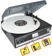 Boytone BT-16DJB-C 3-speed Stereo Turntable with 2 Built in Speakers Digital LCD Display + Supports USB/SD/AUX... N3