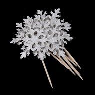 FENICAL Cupcake Toppers Toothpicks Snowflake Cupcake Topper Wedding Birthday Party Favor Cupcake Decorations 10pcs N4