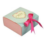 Wanting DIY Folding Paper Box Package Candy Bakery Cake Gift Boxes With Beautiful Ribbon(Set of 6)