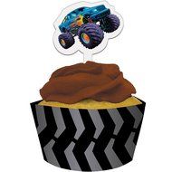Mudslinger Monster Truck Cupcake Wrappers w/Picks 12 Pack