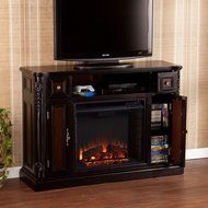Ebony Media Console Fireplace w/ Reversible Inserts