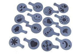 Coffee Stencil - Easy Cappuccino Art Barista Plastic Decorating Food Pastry Stencil - 16 Piece Set N3