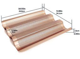 N J Z Y Non-stick 3 Baguette Pan Perforated French Loaf Pan French Bread Pan N2