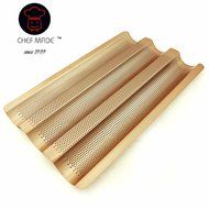 N J Z Y Non-stick 3 Baguette Pan Perforated French Loaf Pan French Bread Pan N3