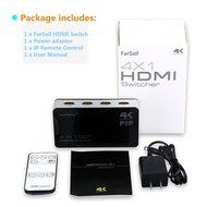 FarSail 4K x 2K 4 Port HDMI Switch Hub 4 x 1 HDMI Switcher Splitter with PIP and IR Wireless Remote Control For... N6
