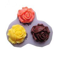 Y&amp;XL&amp;H Three Holes Roses Flower Silicone Mold Fondant Molds Sugar Craft Tools Resin flowers Mould Molds For Cakes