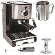 Capresso EC100 Pump Espresso and Cappuccino Machine Bundle with Milk Frother, Frothing Pitcher and Espresso Tamper N3