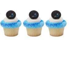 12 CUPCAKE topper RINGS new SAN JOSE SHARKS hockey NHL party ANY occasion BIRTHDAY fan FAVORS cake DECORATIONS