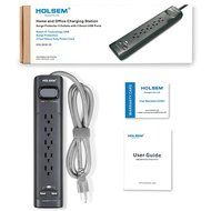HOLSEM 5 Outlets Surge Protector Power Strip with 2 USB Charging Ports (5V/2.1A) and 4' Heavy Duty Extension Cord... N22