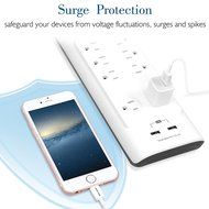 HOLSEM 5 Outlets Surge Protector Power Strip with 2 USB Charging Ports (5V/2.1A) and 4' Heavy Duty Extension Cord... N23