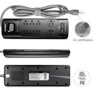 HOLSEM 5 Outlets Surge Protector Power Strip with 2 USB Charging Ports (5V/2.1A) and 4' Heavy Duty Extension Cord... N26
