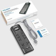 HOLSEM 5 Outlets Surge Protector Power Strip with 2 USB Charging Ports (5V/2.1A) and 4' Heavy Duty Extension Cord... N28