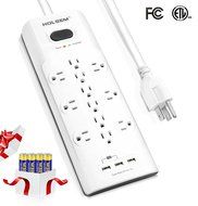 HOLSEM 5 Outlets Surge Protector Power Strip with 2 USB Charging Ports (5V/2.1A) and 4' Heavy Duty Extension Cord... N32