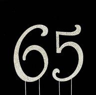 Large 65th Birthday / Wedding Anniversary Number Cake Topper with Sparkling Rhinestone Crystals - 4 1/2&quot; Tall...