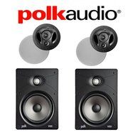 (2) Polk Audio 90-RT In-Ceiling Loudspeakers + (2) Polk Audio V85 In-Wall Loudspeakers - Vanishing Series Speaker...