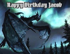 Skyrim Dragon The Elder Scrolls Image Photo Cake Topper Sheet Personalized Custom Customized Birthday Party -...