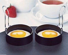 Amco Houseworks Round Egg Rings Set of 2, Non Stick Stainless Handle, Pancakes 2 N3