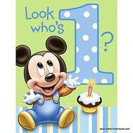 Mickey Mouse Baby 1st Birthday Edible Icing Image Cake Topper