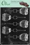 Cybrtrayd F003 Strawberry Lolly Chocolate Candy Mold with Exclusive Cybrtrayd Copyrighted Chocolate Molding Instructions