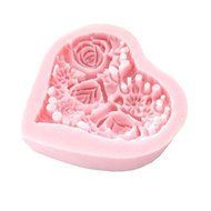 HT BAKEWARE | Heart Shaped Embossed Flowers Silicone Mold N4