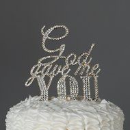 God Gave Me You Cake Topper for Wedding or Anniversary, Gold Party Decoration N5