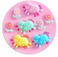 Sheep &amp; Flowers 9 Cavity Silicone Mold for Fondant, Gum Paste, Chocolate , Crafts N2