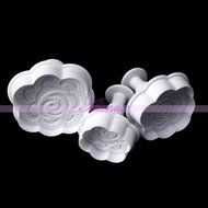 Generic 3Pcs/Set Rose Flower Fondant Cake Plunger Cutter Cookie Mold Sugarcraft Decorating Kit N4