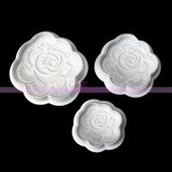 Generic 3Pcs/Set Rose Flower Fondant Cake Plunger Cutter Cookie Mold Sugarcraft Decorating Kit N5