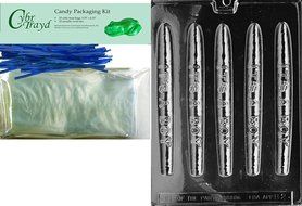 Cybrtrayd &quot;Cigar-It&#039;s a Boy&quot; Baby Chocolate Candy Mold with Packaging Bundle, Includes 25 Cello Bags and 25 Blue...