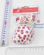 Cherry Cupcake Wrappers and Toppers - Set of 24 of each N2