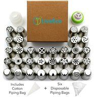 LiveEco Russian Piping Tips Professional 42-Piece Set | For Cake and Cupcake Icing Decorating | Includes Piping... N5