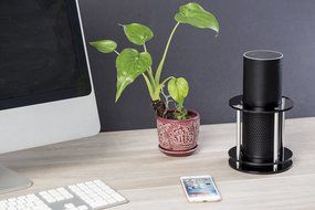 Speaker Stand for Amazon Echo, UE Boom and Other Models - Protect and Stabilize Alexa by Wasserstein (Bamboo) N7