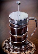 Gourmet 1 Liter Silver Colored French Press Coffee Brewer with Spiral Design N6
