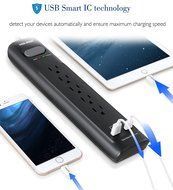 HOLSEM 5 Outlets Surge Protector Power Strip with 2 USB Charging Ports (5V/2.1A) and 4' Heavy Duty Extension Cord... N33