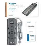 HOLSEM 5 Outlets Surge Protector Power Strip with 2 USB Charging Ports (5V/2.1A) and 4' Heavy Duty Extension Cord... N40