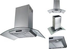 36" Glass Island Mount Range Hood with 870cfm Dishwasher Safe 6" Round Duct Vent Six Layer Grease Filters Electronic...