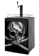 Kegerator Skin - Chrome Skull on Black (fits medium sized dorm fridge and kegerators)