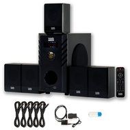 Acoustic Audio AA5104 Home 5.1 Speaker System with USB Bluetooth Optical Input and 5 Ext. Cables