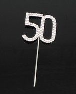 yueton Rhinestone Crystal Number 50 Birthday Wedding 50th Anniversary Cake Topper Cake Decor Accessories N3