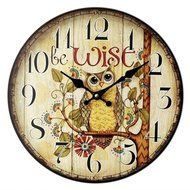 MuLuo Continental Round Wooden Home Clocks Wall Timepiece for Living room study bedroom yellow N2