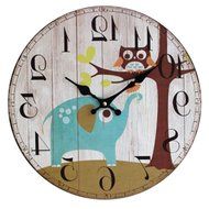 MuLuo Continental Round Wooden Home Clocks Wall Timepiece for Living room study bedroom yellow N4