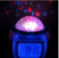 HM Music Star Projection Alarm Clock with Little Star Glow Night Light Projector