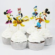 Winrase&reg; Pack of 24 Cute Mickey Minnie Kids Party Decoration Paper Cupcake Toppers (Mickey Minnie Donald Duck) N5